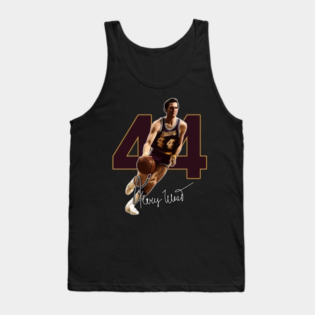 Jerry West Mr Clutch Basketball Legend Signature Vintage Retro 80s 90s Bootleg Rap Style Tank Top by CarDE